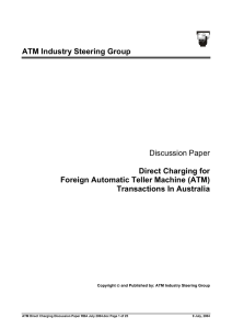 Discussion Paper ATM Industry Steering Group Direct Charging for