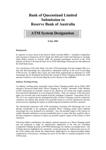 Bank of Queensland Limited Submission to Reserve Bank of Australia ATM System Designation