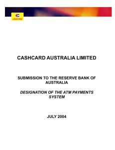 CASHCARD AUSTRALIA LIMITED  SUBMISSION TO THE RESERVE BANK OF AUSTRALIA