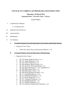 COUNCIL ON CURRICULAR PROGRAMS AND INSTRUCTION Thursday, 10 March 2011