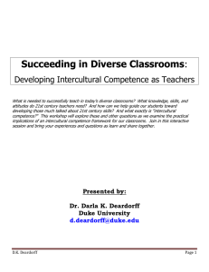 Succeeding in Diverse Classrooms : Developing Intercultural Competence as Teachers