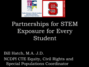 Partnerships for STEM Exposure for Every Student Bill Hatch, M.A. J.D.