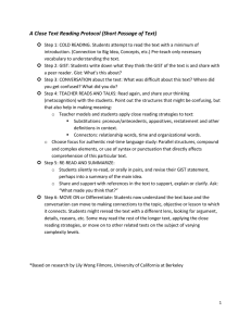 A Close Text Reading Protocol (Short Passage of Text)