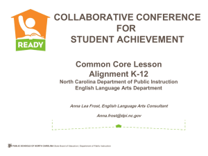 COLLABORATIVE CONFERENCE FOR STUDENT ACHIEVEMENT Common Core Lesson