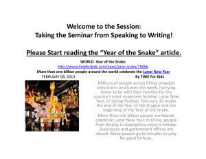 Welcome to the Session:  Taking the Seminar from Speaking to Writing! Please Start reading the “Year of the Snake” article.