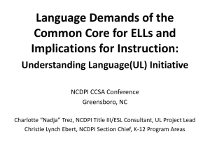 Language Demands of the Common Core for ELLs and Implications for Instruction: