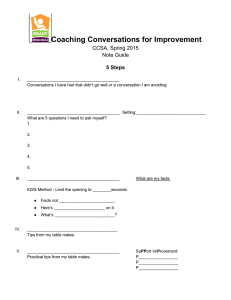 Coaching Conversations for Improvement CCSA, Spring 2015 Note Guide 5 Steps