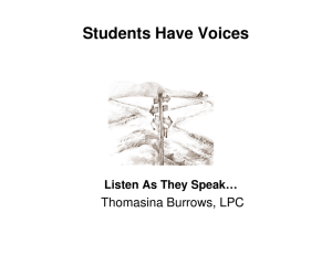 Students Have Voices Thomasina Burrows, LPC Listen As They Speak…