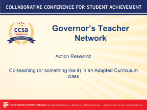 Governor’s Teacher Network Action Research