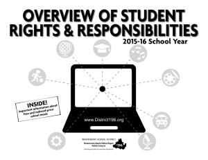 Overview Of Student rightS &amp; reSpOnSibilitieS 2015-16 School Year inSide!