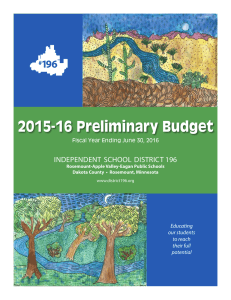 2015-16 Preliminary Budget inDEpEnDEnt  sCHooL  DistriCt 196 Educating