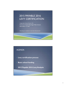2015 PAYABLE 2016 LEVY CERTIFICATION AGENDA Levy certification process