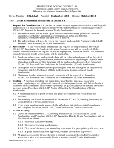 INDEPENDENT SCHOOL DISTRICT 196 Rosemount-Apple Valley-Eagan, Minnesota 602.6.1AR Revised