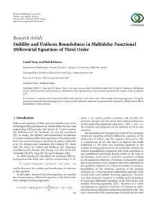 Research Article Stability and Uniform Boundedness in Multidelay Functional