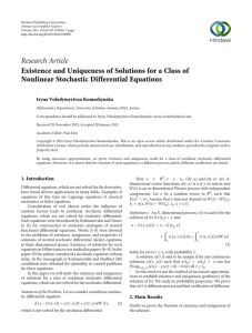 Research Article Existence and Uniqueness of Solutions for a Class of