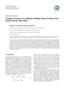 Research Article Complex Dynamics of a Diffusive Holling-Tanner Predator-Prey