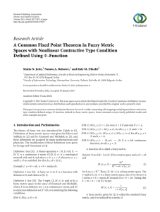 Research Article A Common Fixed Point Theorem in Fuzzy Metric Defined Using