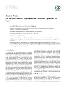 Research Article On Kadison-Schwarz Type Quantum Quadratic Operators on M (C)