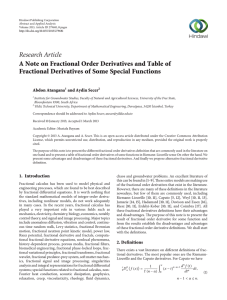 Research Article A Note on Fractional Order Derivatives and Table of