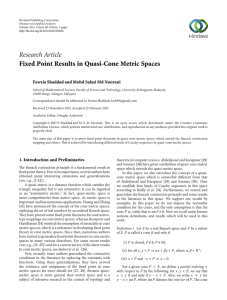 Research Article Fixed Point Results in Quasi-Cone Metric Spaces