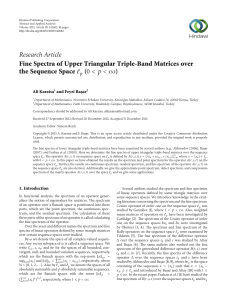 Research Article Fine Spectra of Upper Triangular Triple-Band Matrices over (