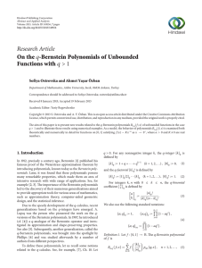 Research Article On the Functions with -Bernstein Polynomials of Unbounded