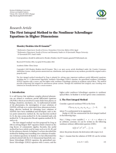 Research Article The First Integral Method to the Nonlinear Schrodinger