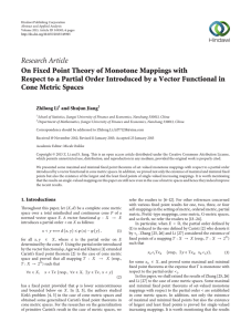 Research Article On Fixed Point Theory of Monotone Mappings with