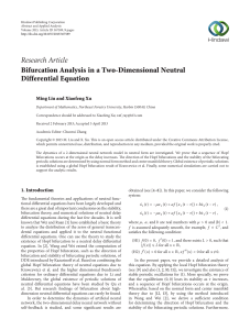Research Article Bifurcation Analysis in a Two-Dimensional Neutral Differential Equation