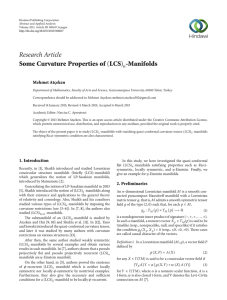 Research Article Some Curvature Properties of -Manifolds LCS