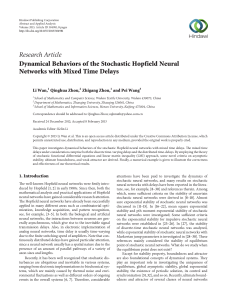 Research Article Dynamical Behaviors of the Stochastic Hopfield Neural Li Wan,