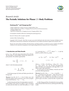 Research Article The Periodic Solutions for Planar -Body Problems Xiaohong Hu