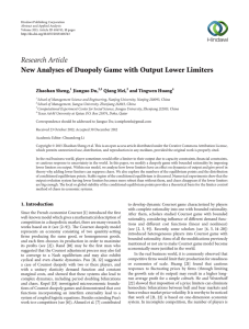 Research Article New Analyses of Duopoly Game with Output Lower Limiters