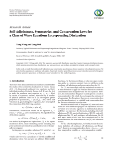 Research Article Self-Adjointness, Symmetries, and Conservation Laws for