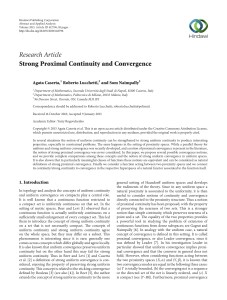 Research Article Strong Proximal Continuity and Convergence Agata Caserta, Roberto Lucchetti,