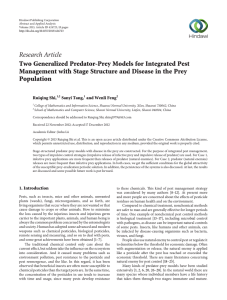 Research Article Two Generalized Predator-Prey Models for Integrated Pest