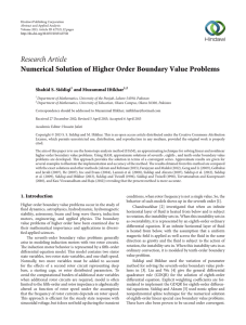Research Article Numerical Solution of Higher Order Boundary Value Problems