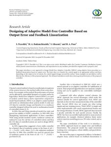 Research Article Designing of Adaptive Model-Free Controller Based on S. Pezeshki,