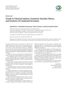 Editorial Trends in Classical Analysis, Geometric Function Theory, Árpád Baricz,