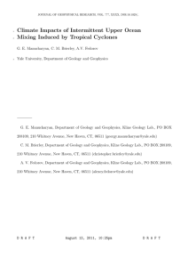 Climate Impacts of Intermittent Upper Ocean Mixing Induced by Tropical Cyclones