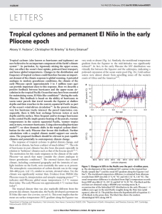 LETTERS ˜o in the early Tropical cyclones and permanent El Nin Pliocene epoch