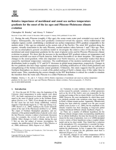 Relative importance of meridional and zonal sea surface temperature ‐Pleistocene climate