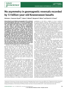 No asymmetry in geomagnetic reversals recorded by 1.1-billion-year-old Keweenawan basalts LETTERS *