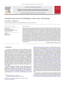 Physics of the Earth and Planetary Interiors W. Landuyt , D. Bercovici