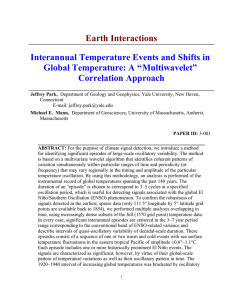 Earth Interactions Interannual Temperature Events and Shifts in Global Temperature: A “Multiwavelet”