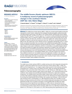 The middle Eocene climatic optimum (MECO): A multiproxy record of paleoceanographic