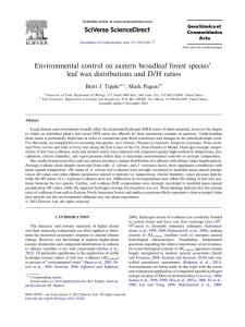 Environmental control on eastern broadleaf forest species’ Tipple , Mark Pagani