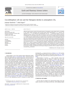 Coccolithophore cell size and the Paleogene decline in atmospheric CO ⁎ ,
