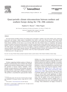 Quasi-periodic climate teleconnections between northern and –20th centuries