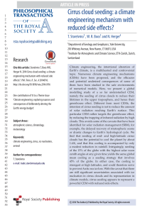 Cirrus cloud seeding: a climate engineering mechanism with reduced side effects?